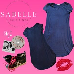 Navy Blue Short Sleeve Tshirt Dress 💙🩵